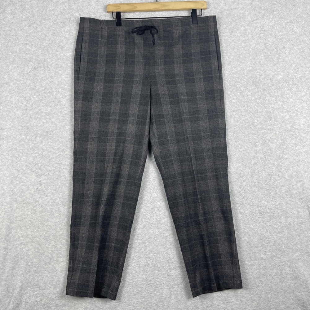 Babaton Aritzia Plaid Cropped Drawstring Pants Womens M Modern Tailored Gray